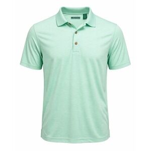 Cubavera Polo Shirt Mens Medium Mint Green Striped Golf Casual Short Sleeve